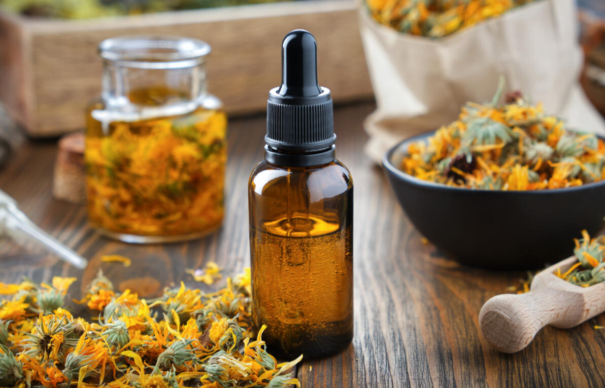 Calendula flowers and oil